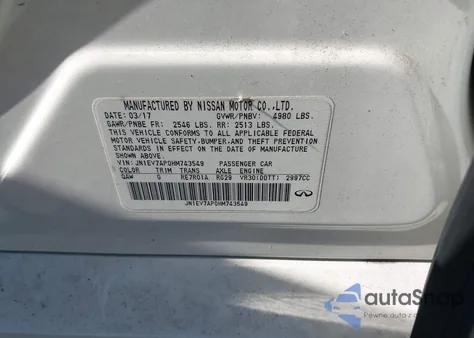 2017 Infiniti Q50 3.0T Premium z USA, uszkodzony, nr VIN JN1EV7AP0HM743549